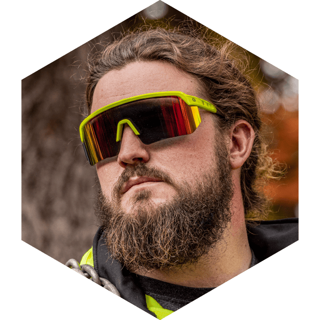 Person wearing Aegir Safety Glasses