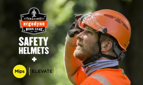 Worker wearing safety helmet