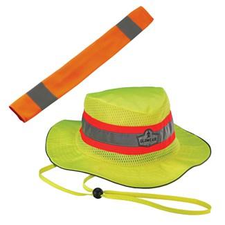 orange seat belt cover and lime ranger hat