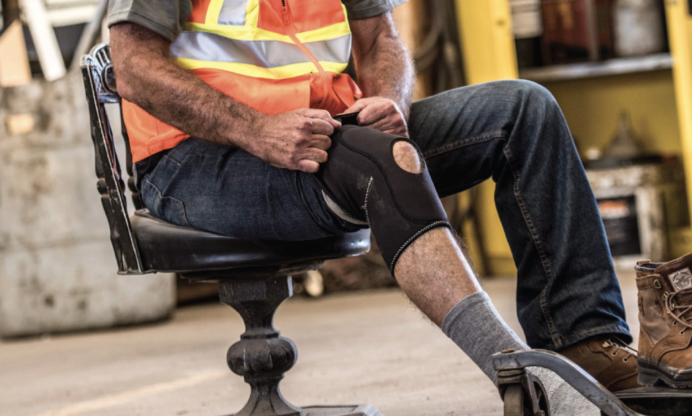 Supply Chain PPE Knee Sleeve on Worker
