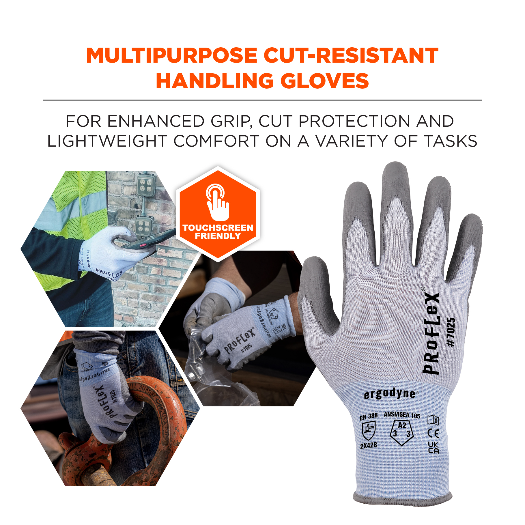 Nitrile Dipped Safety Work Gloves, Cut Resistant, Grey, Size: S/M/L/XL/2XL