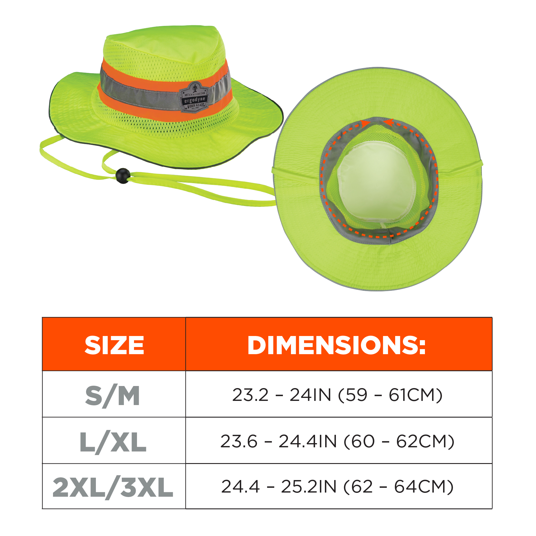 High Visibility Outdoor Full Brim Hat with Back Flap Reflective Tape - Neon  Green - CH1969ZOG44