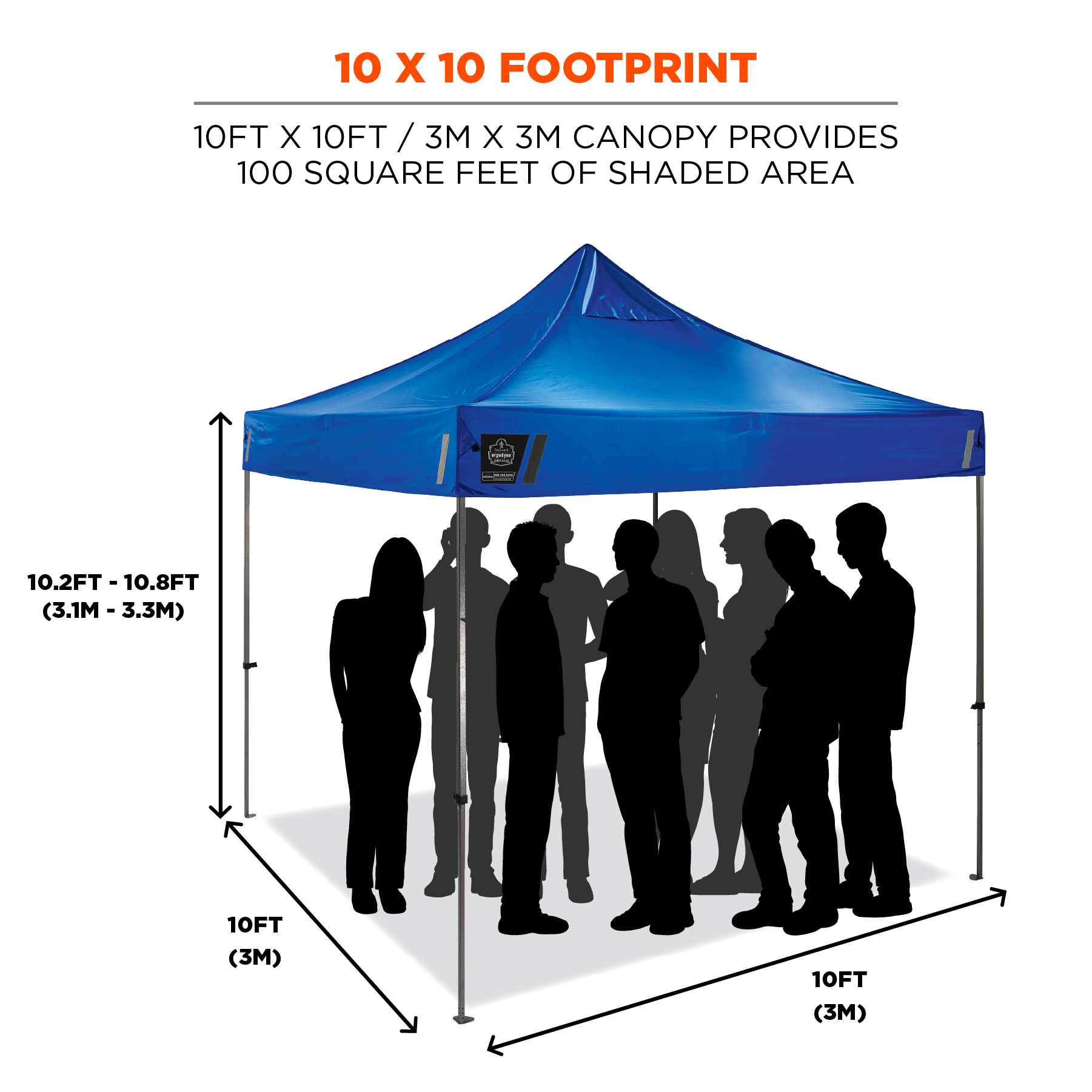 12905 6000 Heavy Duty Pop Up Tent Blue 10x10 Footprint 