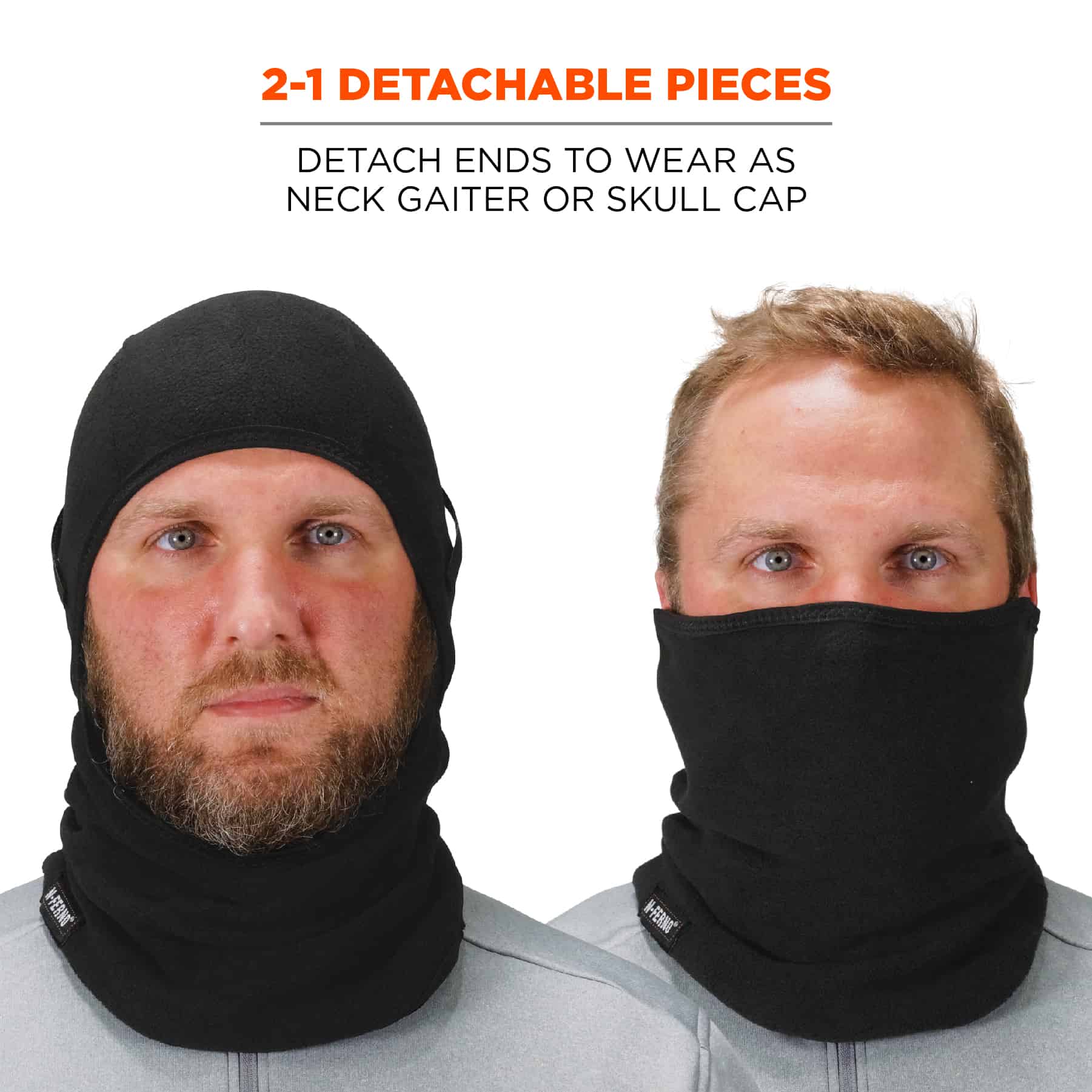Black 2-in-1 Fleece Hat and Winter Face Mask