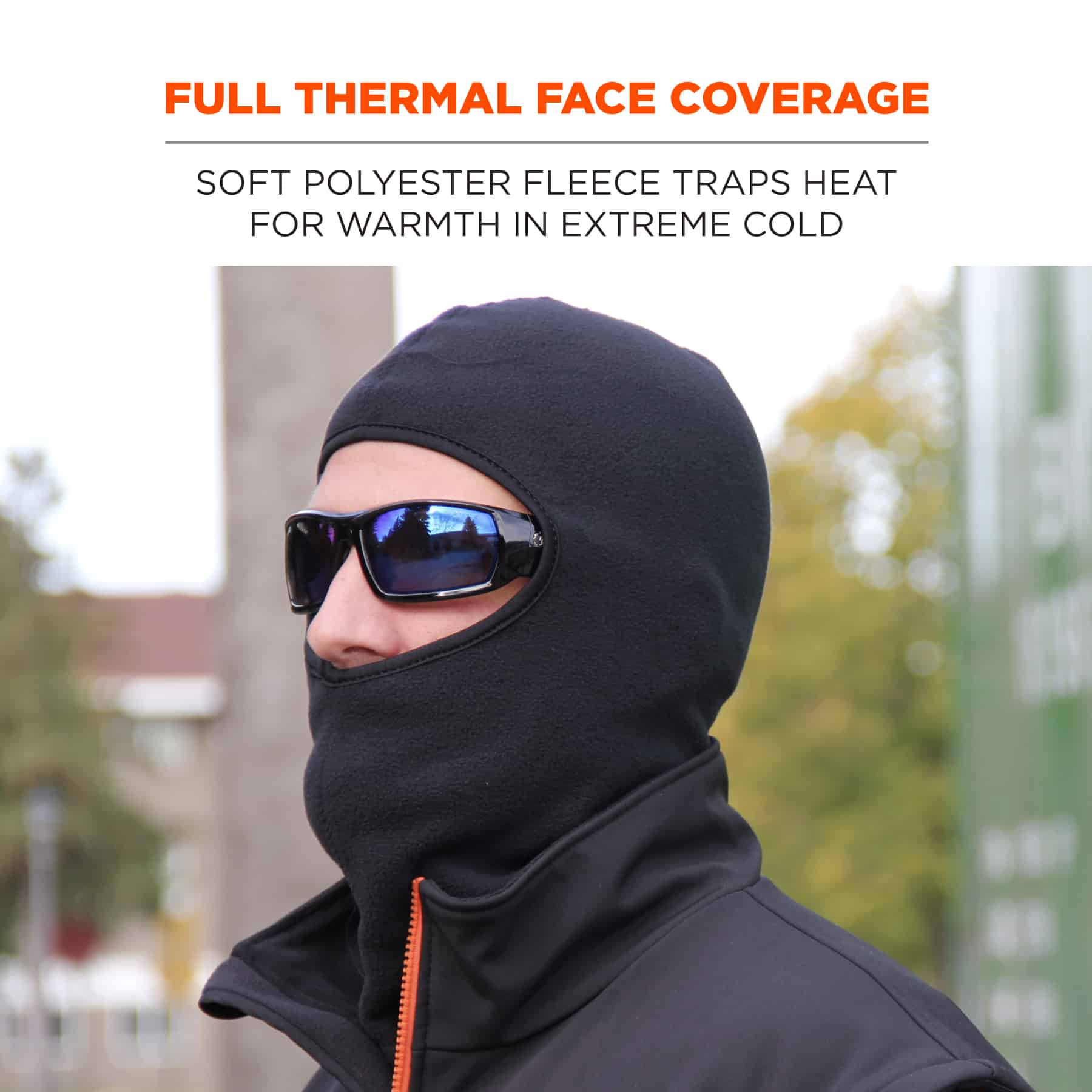 FR Rated Balaclava, Winter Face Mask, Thermal Fire Resistant Modacrylic  Fleece, Ergodyne N-Ferno 6828,Black