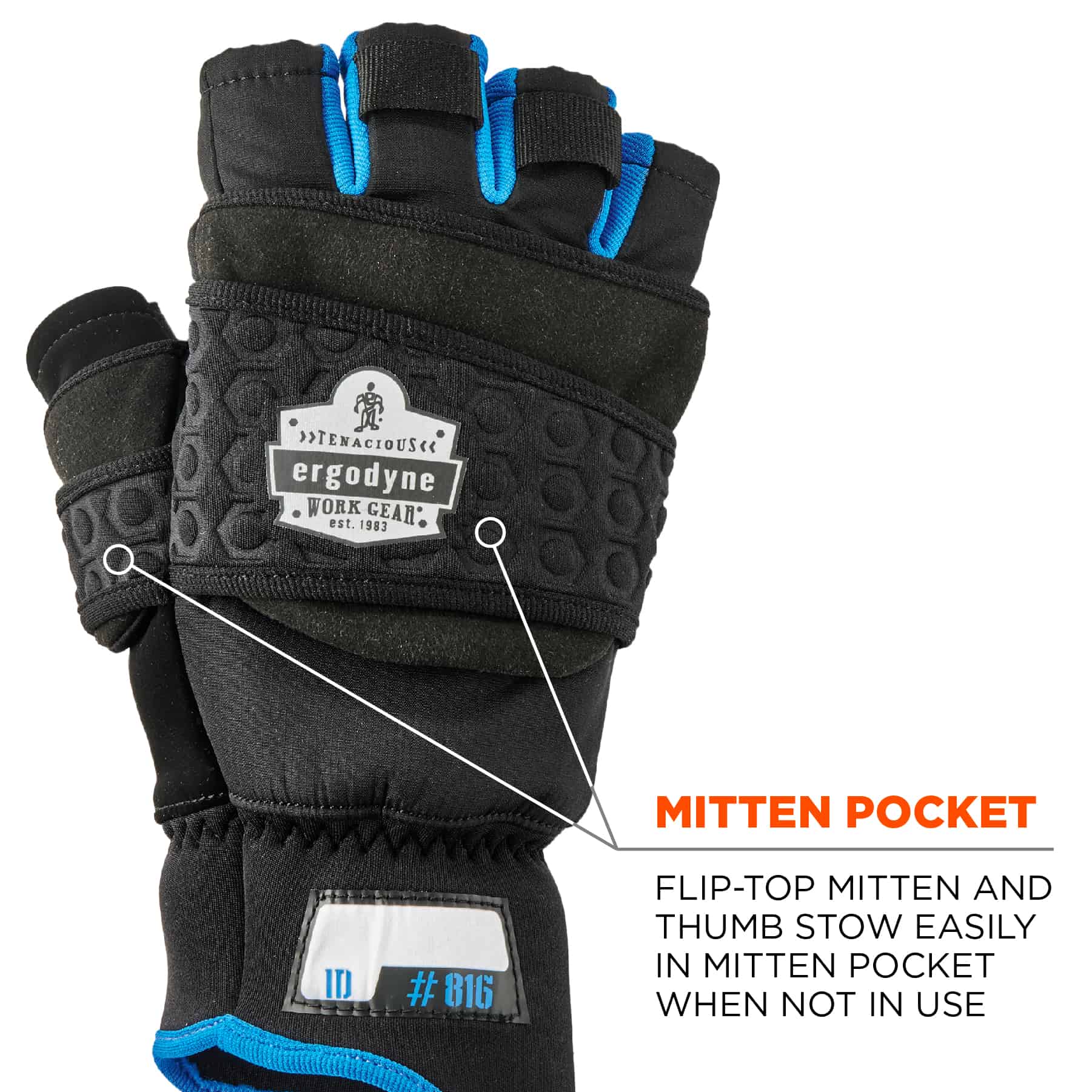 3M Thinsulated Fingerless Convertible Mitten Gloves, Insulated Ice