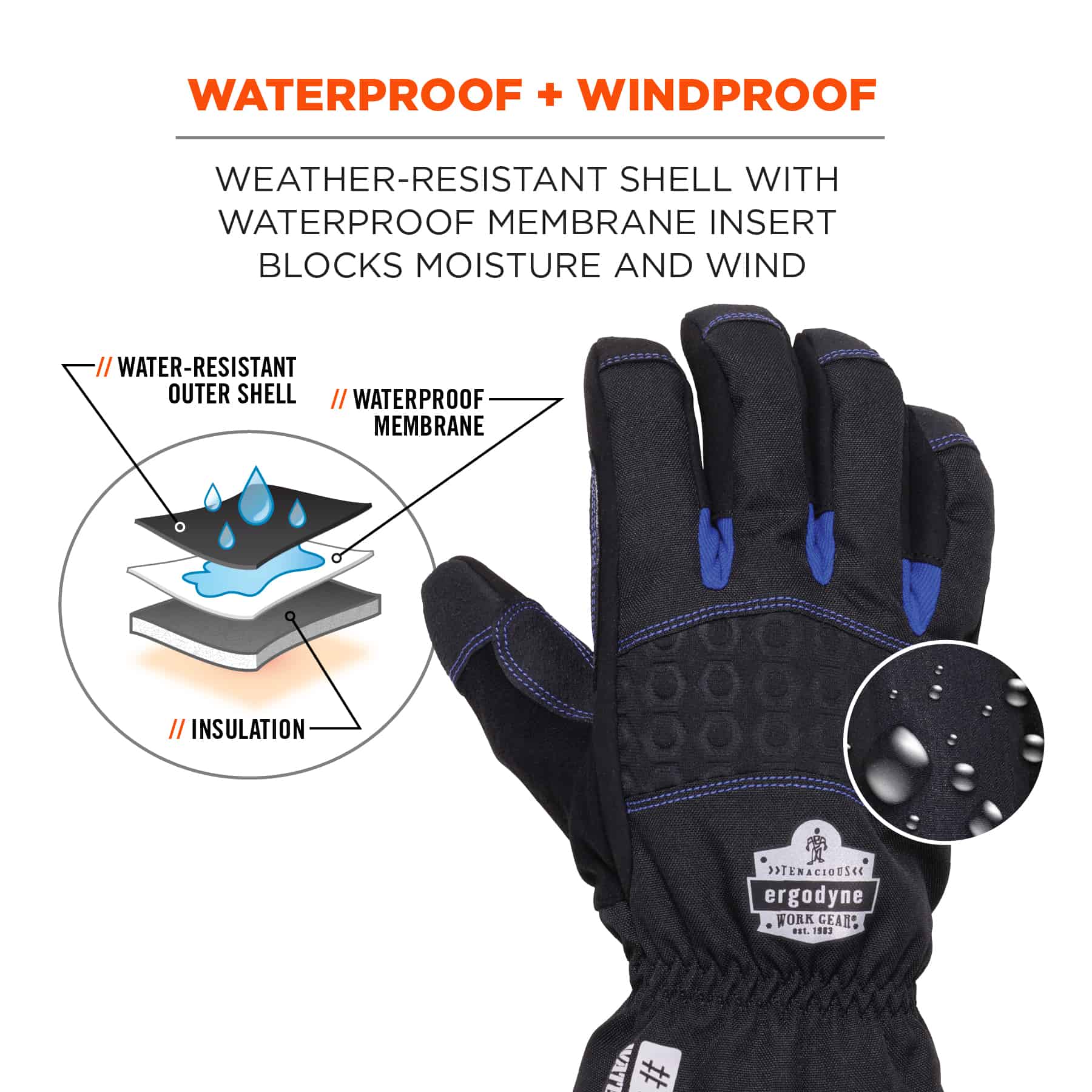 Windproof Thermal Reflective Full Finger Winter Cycling Gloves BLACK