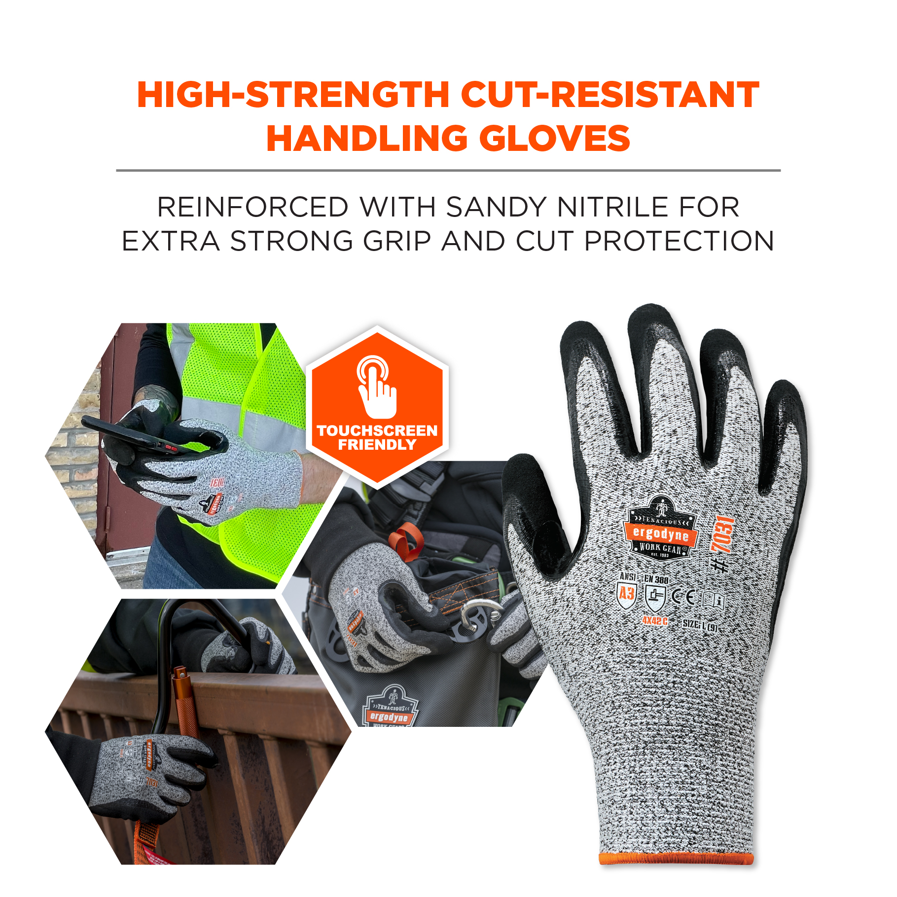 3 Pairs Wondergrip Gloves Plumber Nitrile Sandy Coating Men Work Safety  Gloves