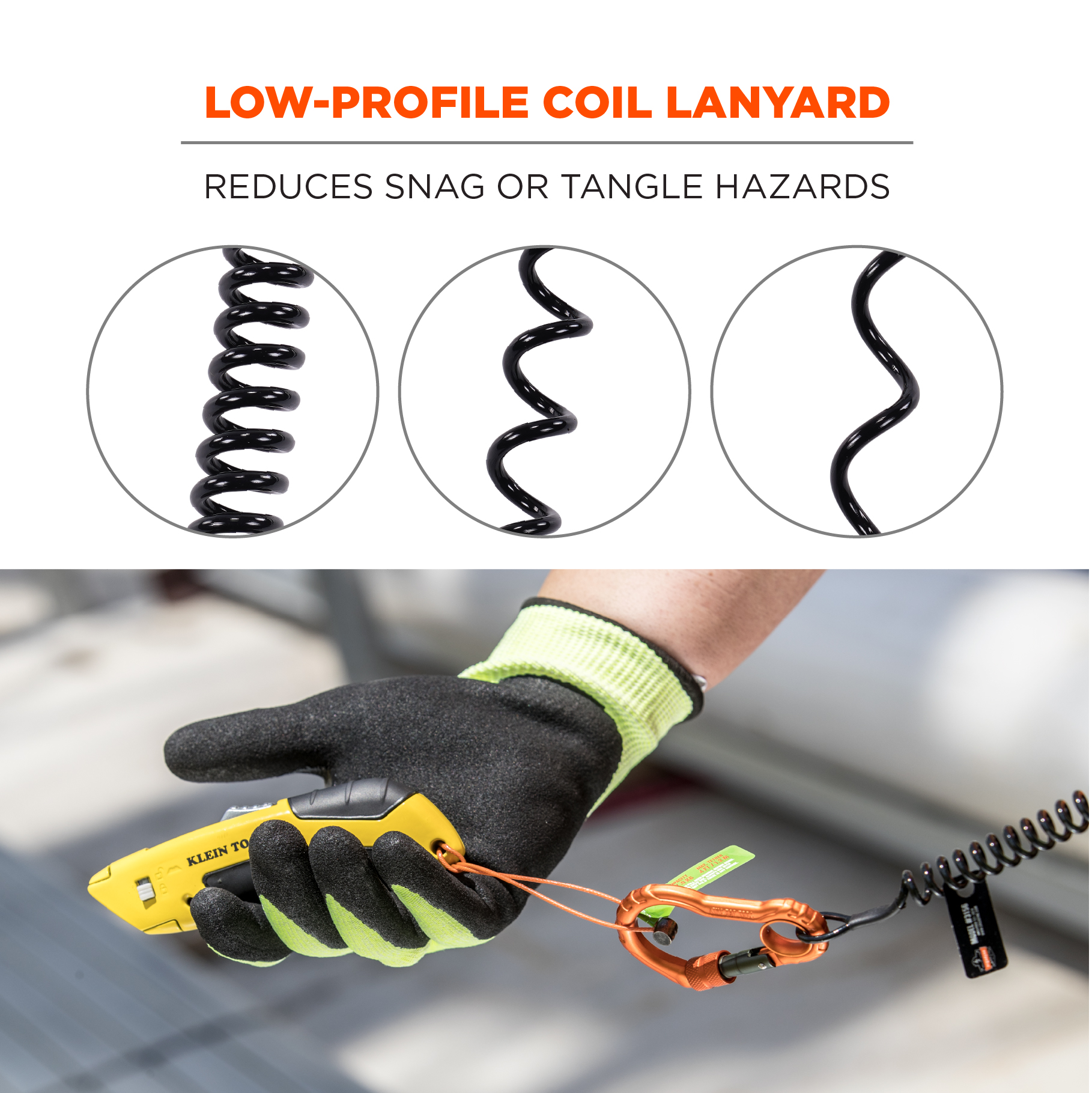 safety coil retractable tool lanyard with