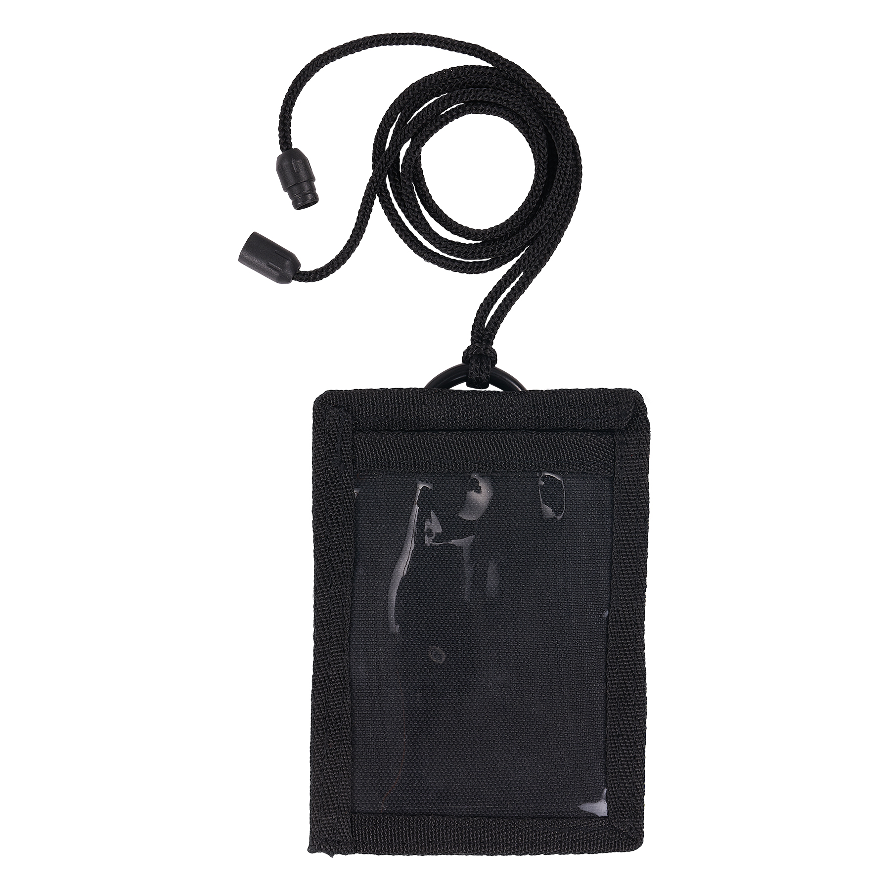 Black Fabric Lanyard ID Badge Key Holder Case Pocket Neck Strap