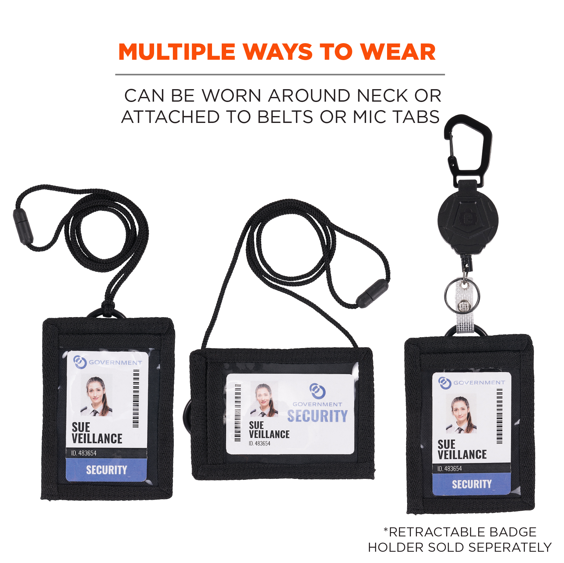 Lanyard neck strap with Retractable Reel and ID Card Pass Badge Holder  Enclosed