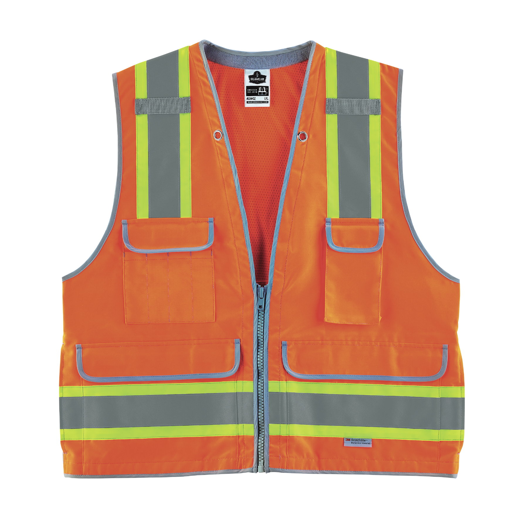 Hi-Vis Surveyors Work Vest, Zipper | Ergodyne Heavy-Duty