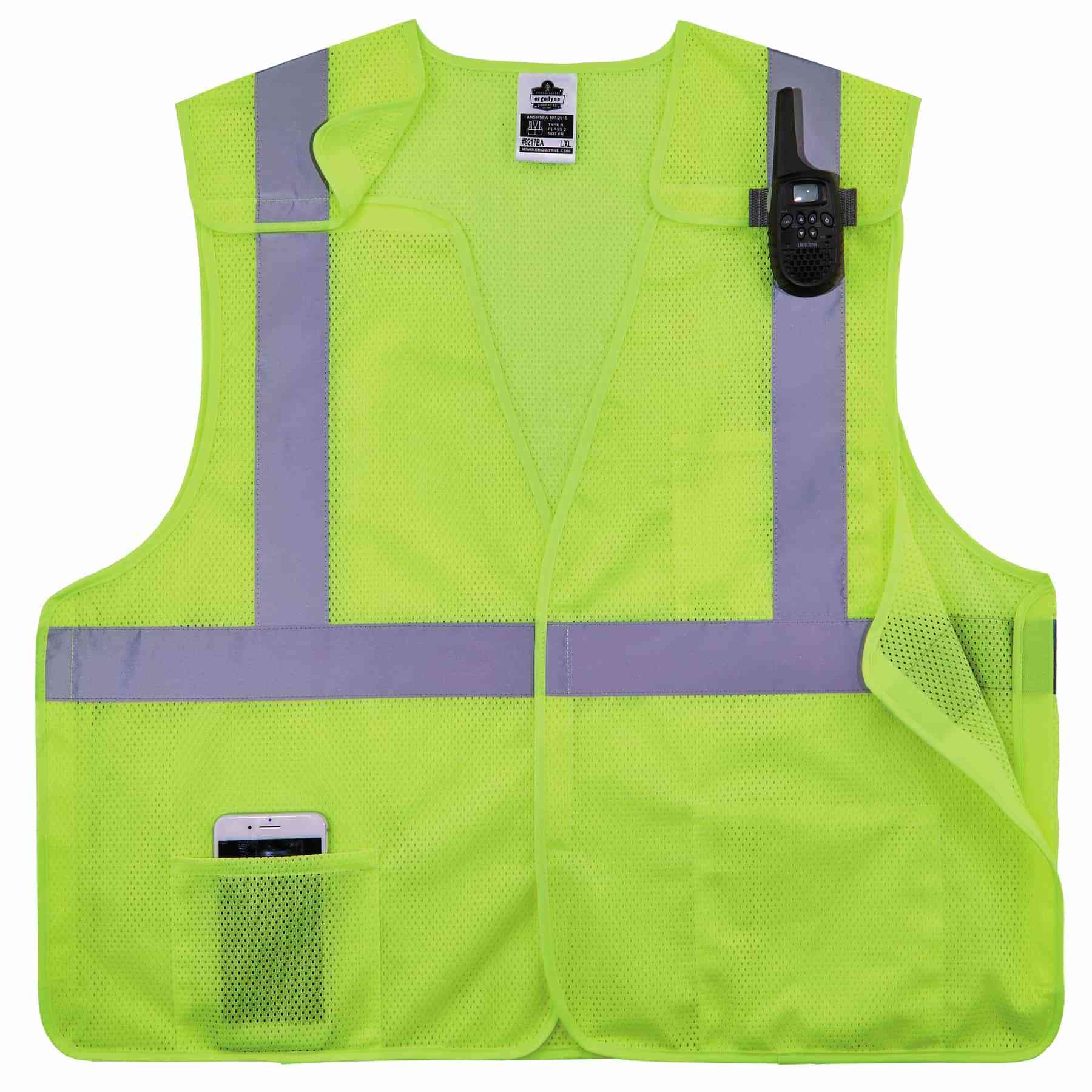 Fierce Safety Class 2 Lime Heavy Duty Vest Tablet Pockets and Premium Neck  Padding  Industrial Safety Products