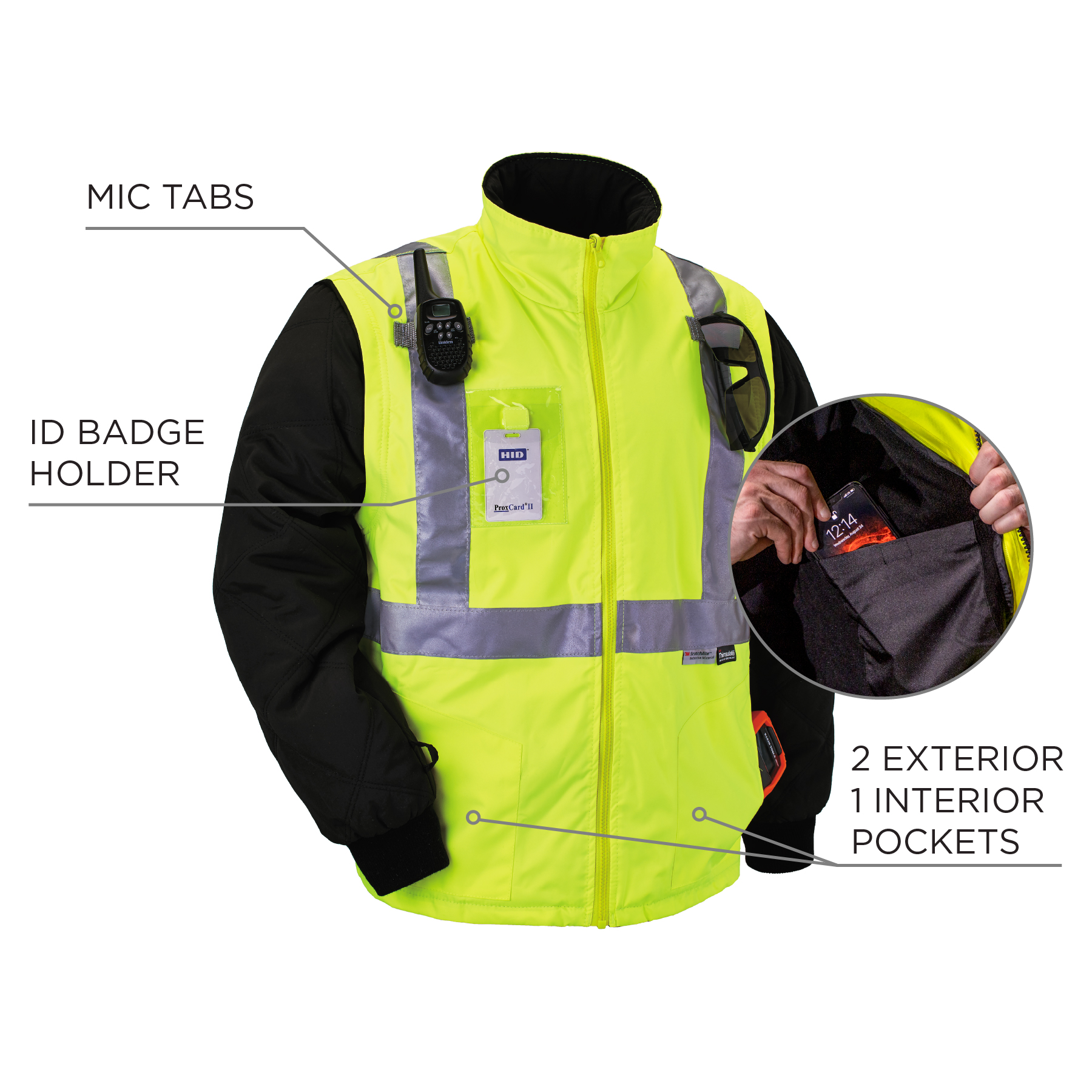 GloWear 8287 Hi-Vis Winter Jacket And Vest With Detachable Sleeves Type ...