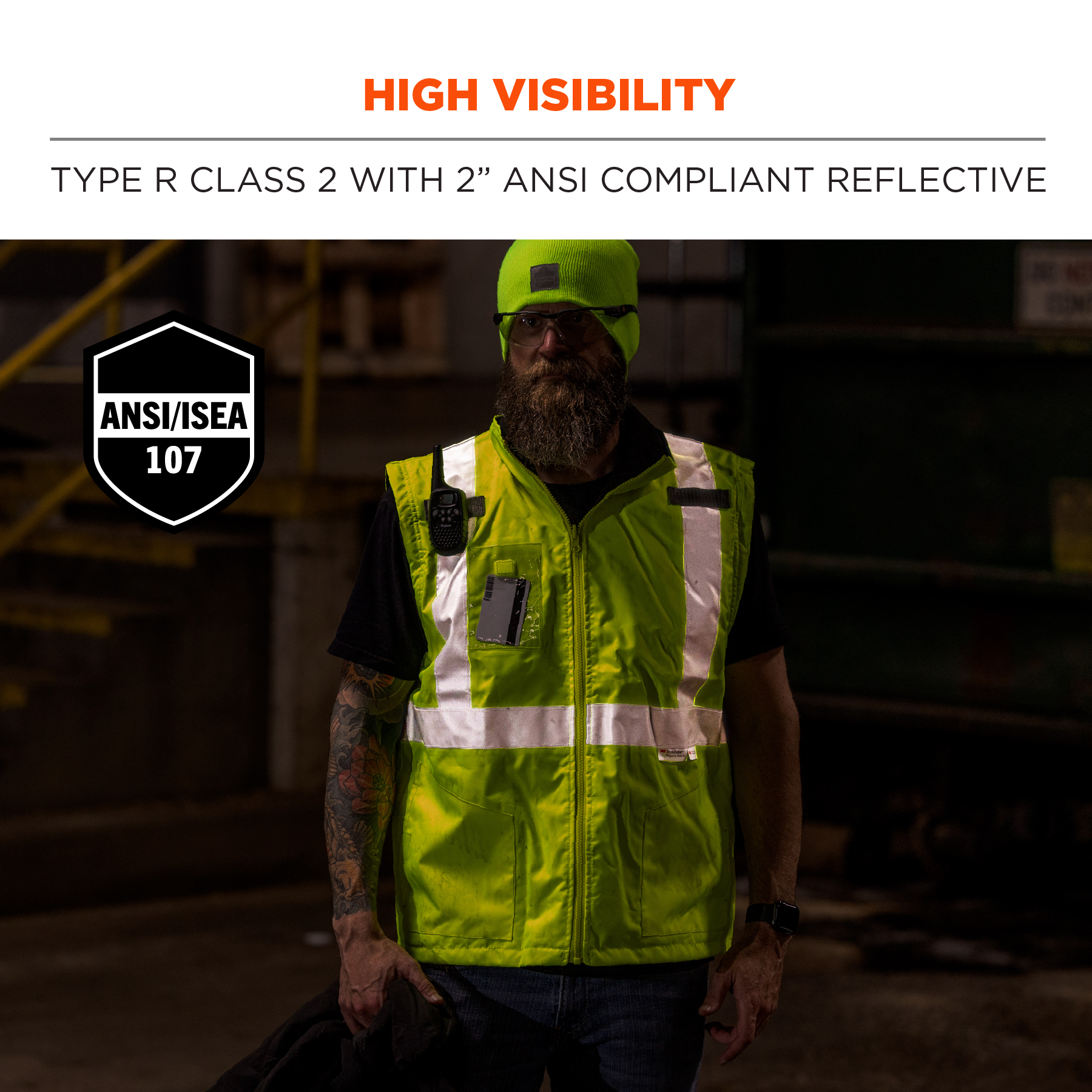 Hi-Vis Winter Jacket and Vest with Detachable Sleeves