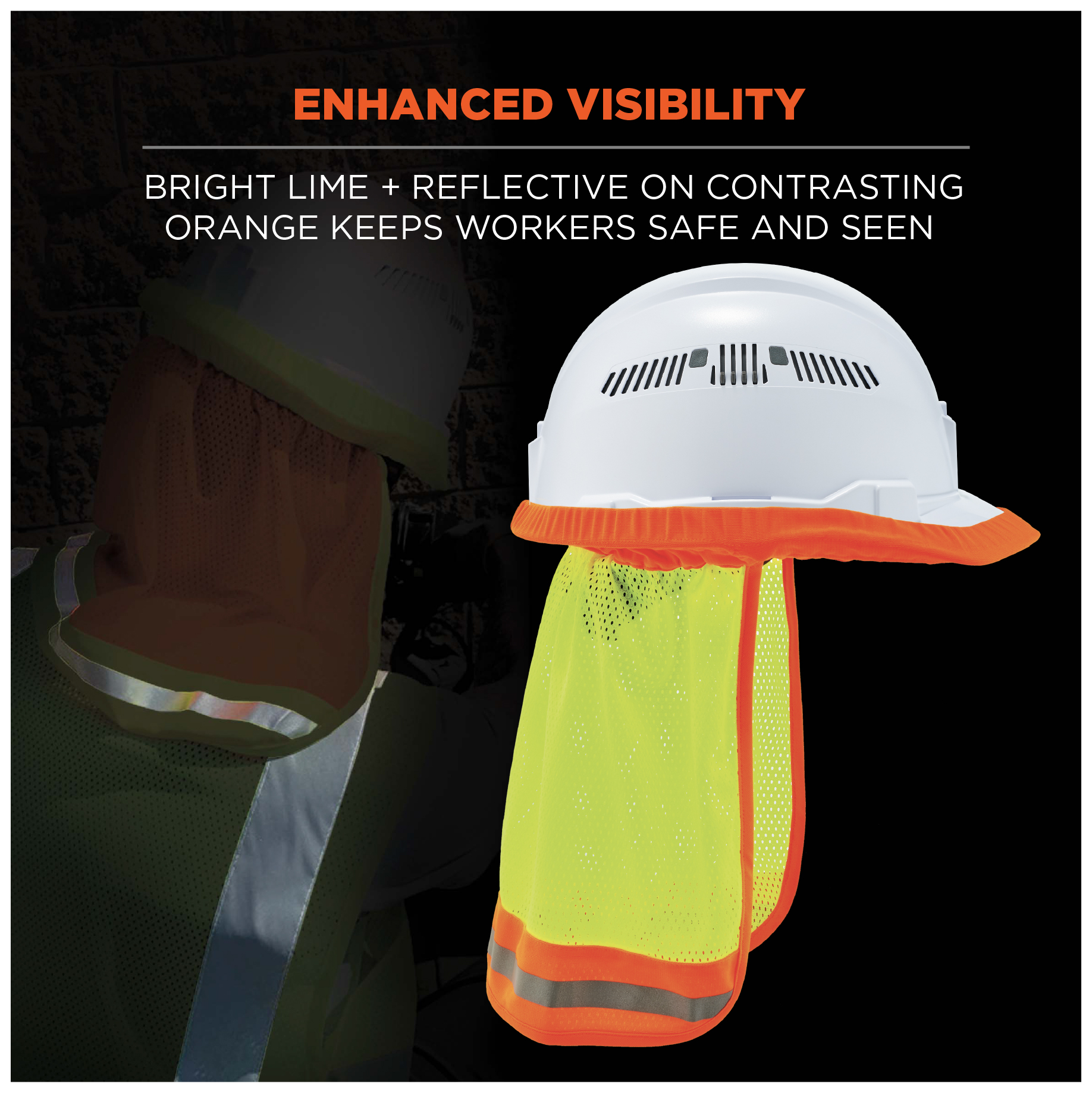 NECK SHADE, Do you work outdoors? Complete your Zenith or Plasma helmet  with UV neckshade protection. Available in high visibility, UPF 50+.