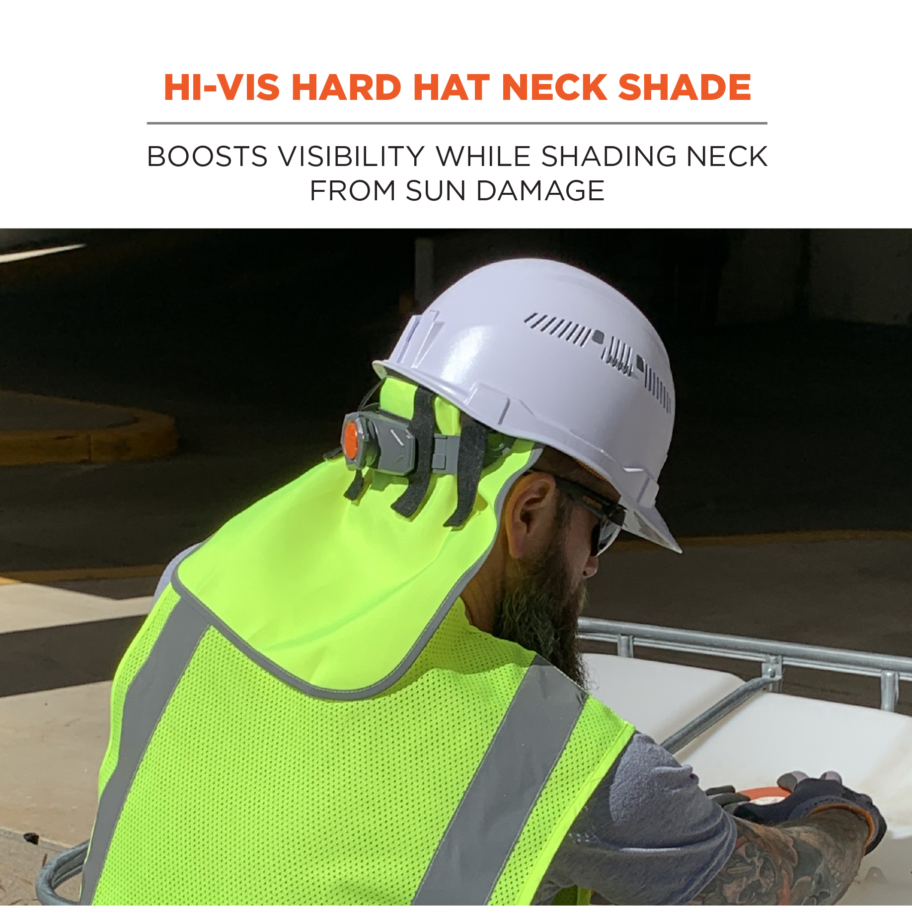 Hard Hat Hi-Viz Mesh Sun Shade (Color: Hi-Viz Lime)
