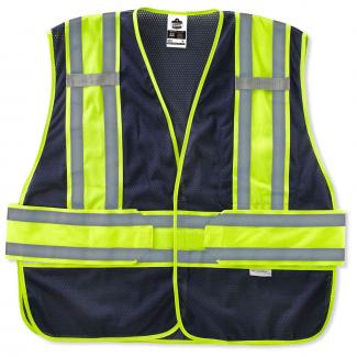 Hi-Vis Work Vest, Two-Tone, Hook & Loop, White/Blue