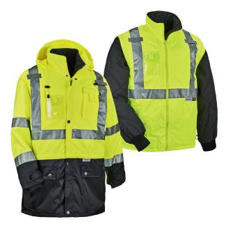 GloWear 8388 4-in-1 Hi-Vis Winter Jacket Parka with Black Bottom - Type R, Class 3/2