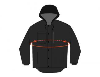 Arrow going around chest of jacket