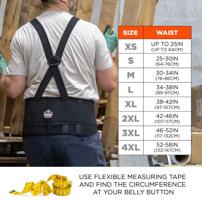 Size chart: Extra Small (XS): Waist up to 25IN (up to 64CM), Small (S): Waist 25-30IN (64-76CM), Medium (M): Waist 30-34IN (76-86CM), Large (L): Waist 34-38IN (89-97CM), Extra Large (XL): Waist 38-42IN (97-107CM), 2X Large (2XL): Waist 42-46IN (107-117CM), 3X Large (3XL): Waist 46-52IN (117-132CM), 4X Large (4XL): Waist 52-58IN (132-147CM). Use flexible measuring tape and find the circumference at your belly button