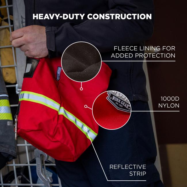 Heavy duty construction: fleece lining for added protection, 1000D nylon and reflective strip