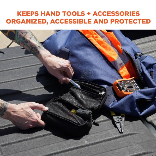 Keeps hand tools and accessories organized, accessible and protected