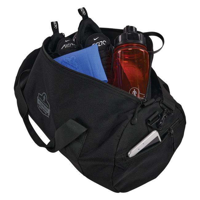Propped view of general duty duffel bag
