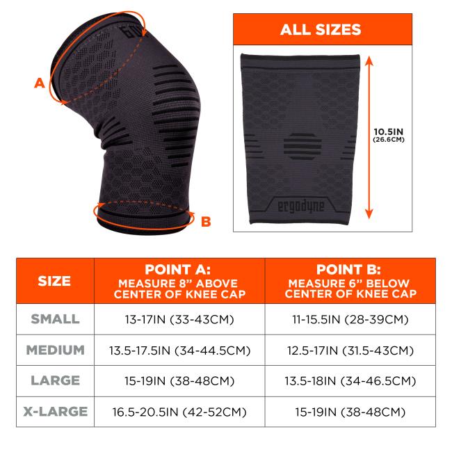 knee compression sleeve size chart