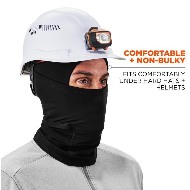 Comfortable and non bulky: fits comfortably under hard hats and helmets