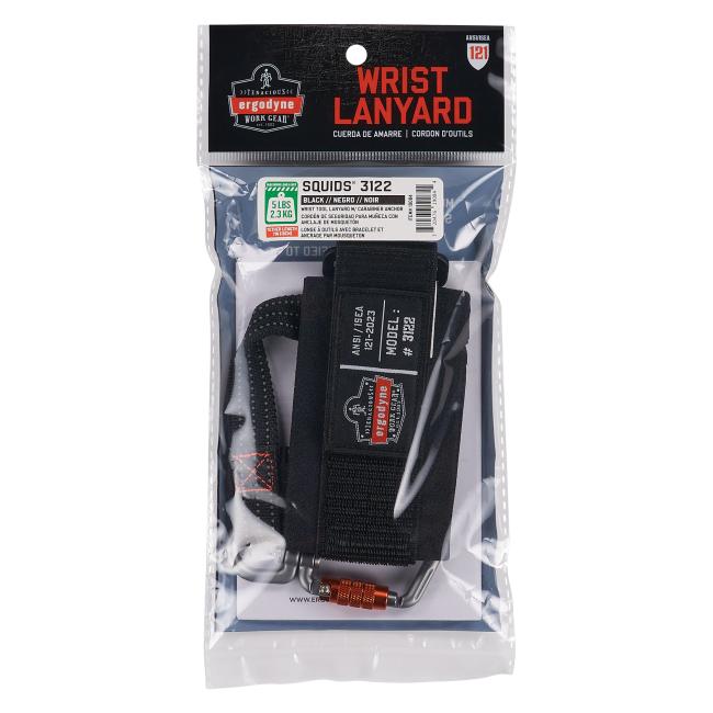 pull-on wrist lanyard with carabiner in packaging