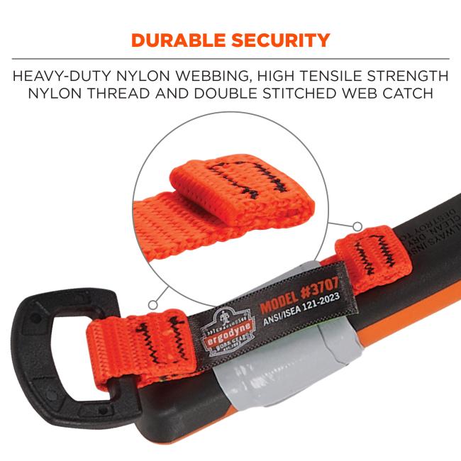 Durable security: heavy duty nylon webbing, high tensile strength nylon thread and double stitched web catch