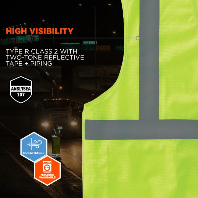 Hi-Vis Reflective Safety Ball Cap - Breathable, Pack/6