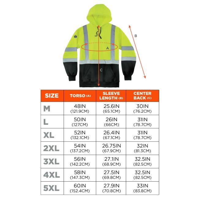Size Chart for sizes S-5XL. View size chart before the size selector for better screen reader experience.
