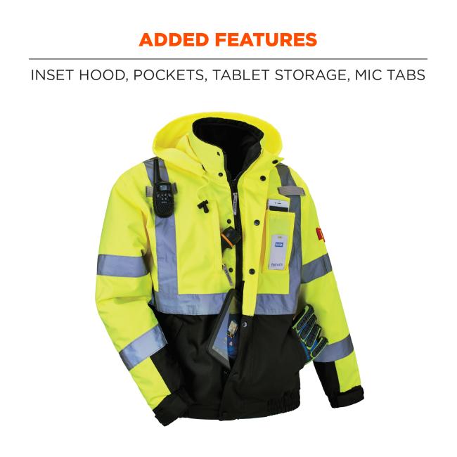 Added features: inset hood, pockets, tablet storage, mic tabs.