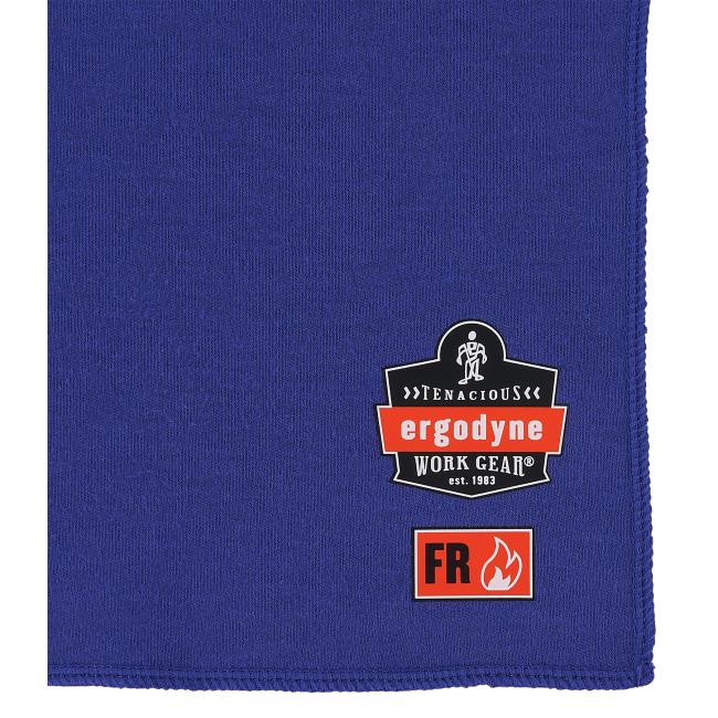 Logo detail view of FR cooling towel