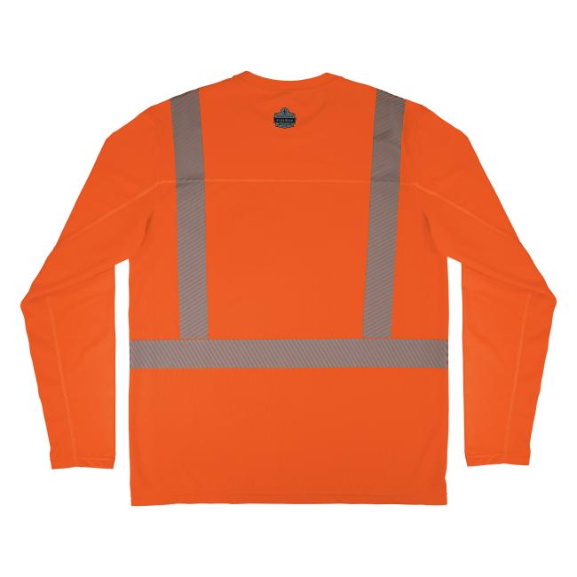 Back of orange cooling hi-vis sun shirt