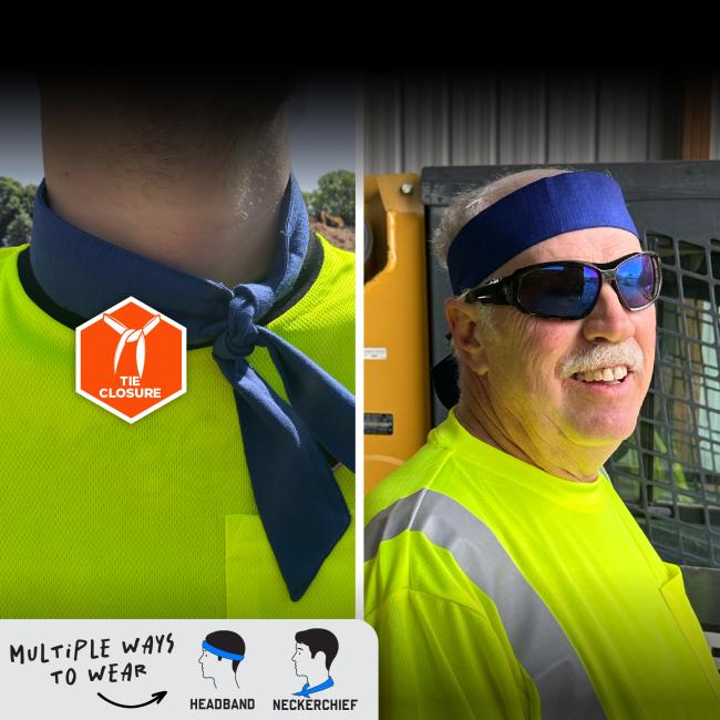 Multiple ways to wear: headband or neckerchief. Tie closure