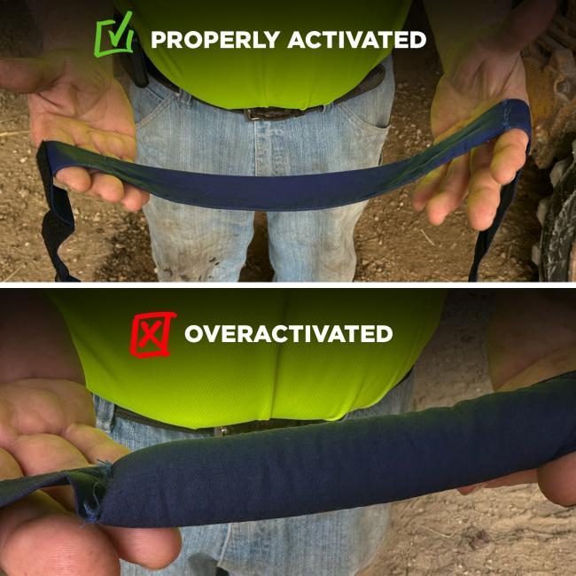 Properly activated headband will look normal, over-activated headband will swell