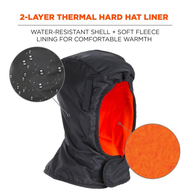 2-Layer Thermal Hard Hat Liner: Combines a water-resistant shell with a soft fleece lining for comfortable warmth.