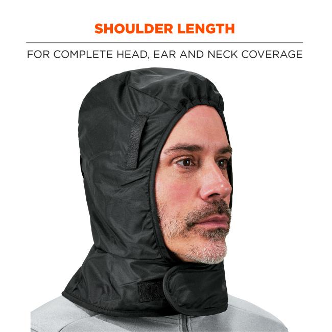 shoulder Length: Provides complete head, ear, and neck coverage.