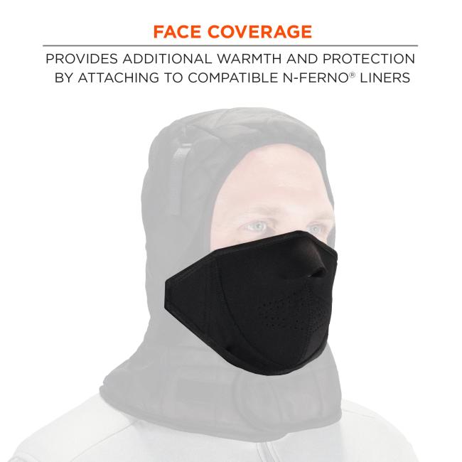 Face Coverage: Provides additional warmth and protection by attaching to compatible n-ferno liners