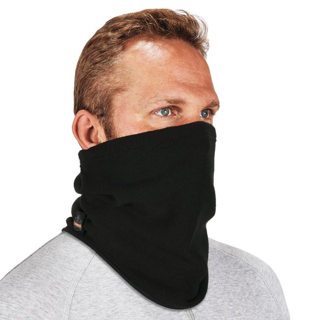 Fleece neck gaiter on a man