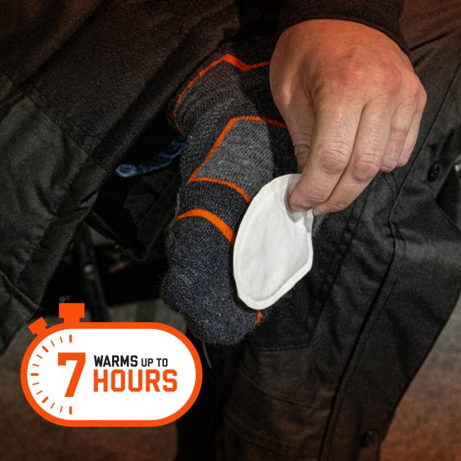 Toe warmers provide warmth for up to 7 hours
