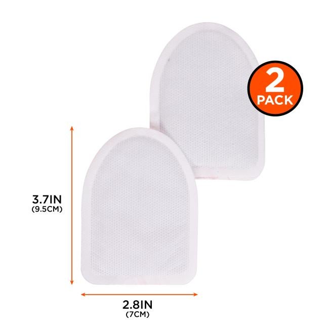 Dimensions: Each toe warmer has a length of 3.7 inches or 9.5cm and a width of 2.8 inches or 7 cm. Each bag contains two toe warmers.