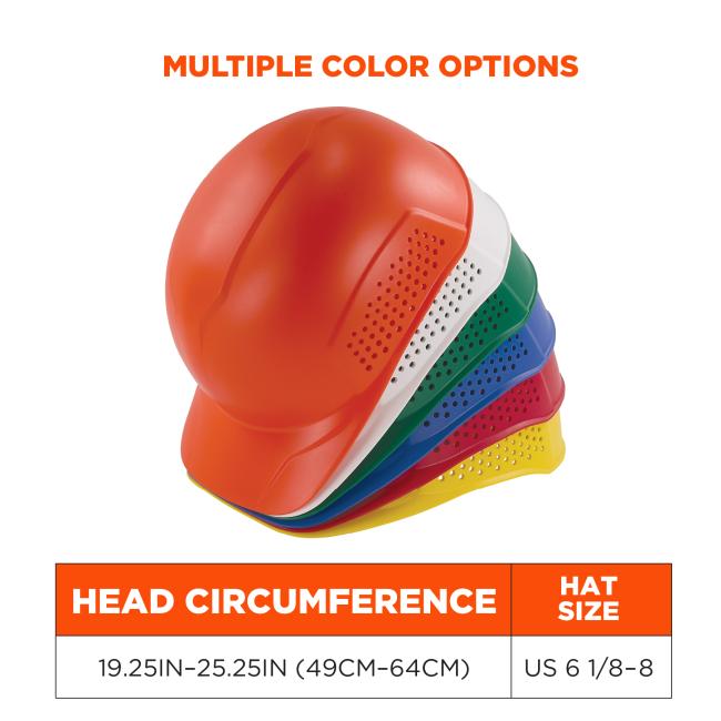 Multiple color options: available in orange, white, green, blue, red and yellow. Fits head circumferences 19.25 to 25.25 inches or 49cm to 64cm. Fits hat sizes US 6 and 1/8 to size 8