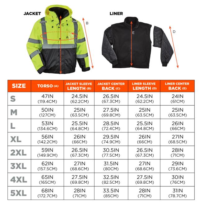 Size chart for sizes S - 5XL. Screen readers, please view size chart after color selector for optimal experience.