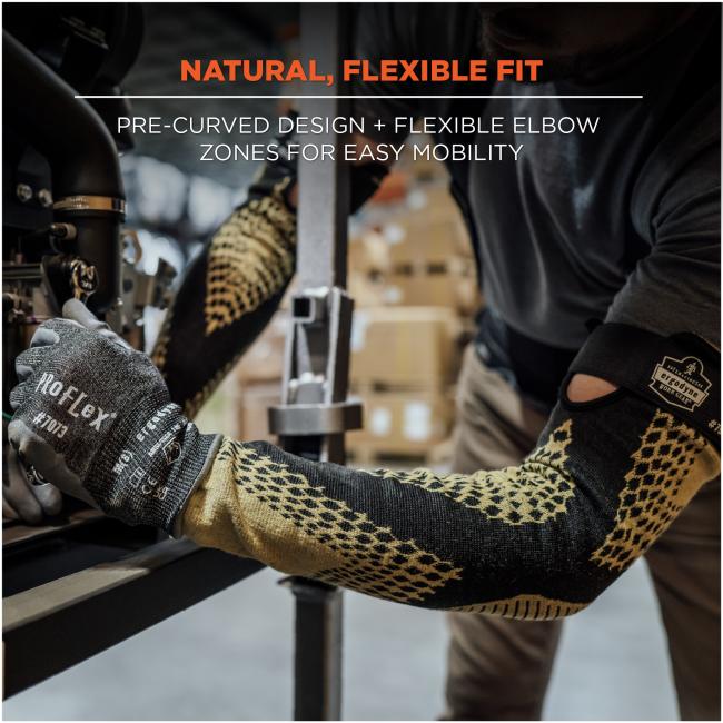 Natural, flexible fit: Pre-curved design and flexible elbow zones for easy mobility