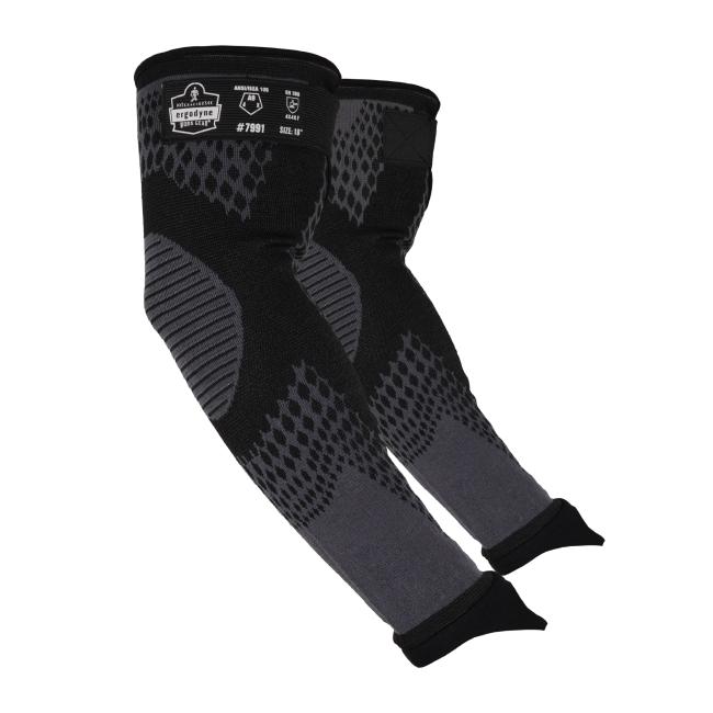 Side view of two A9 cut resistant protective arm sleeves