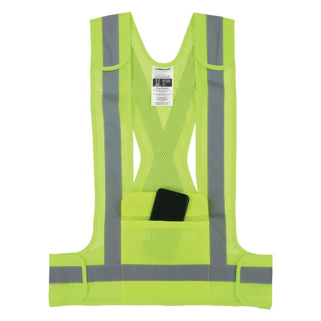 Front view of propped lime breakaway hi-vis safety vest